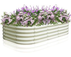 Metalen Verhoogde Plantenbak Buiten 240x60x40 cm - Beige