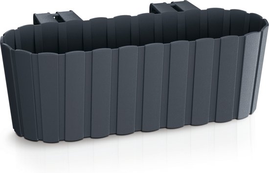 Antraciet kunststof bloembak 38 cm met haken voor balkon