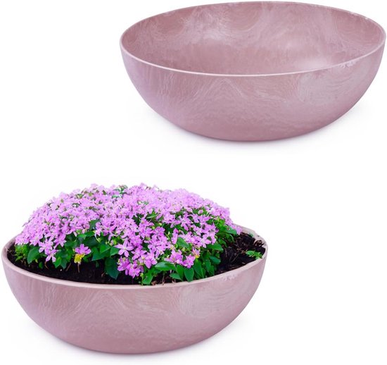 Set 2x Plantenbak 25 cm - Oud Roze, Kunststof Buiten