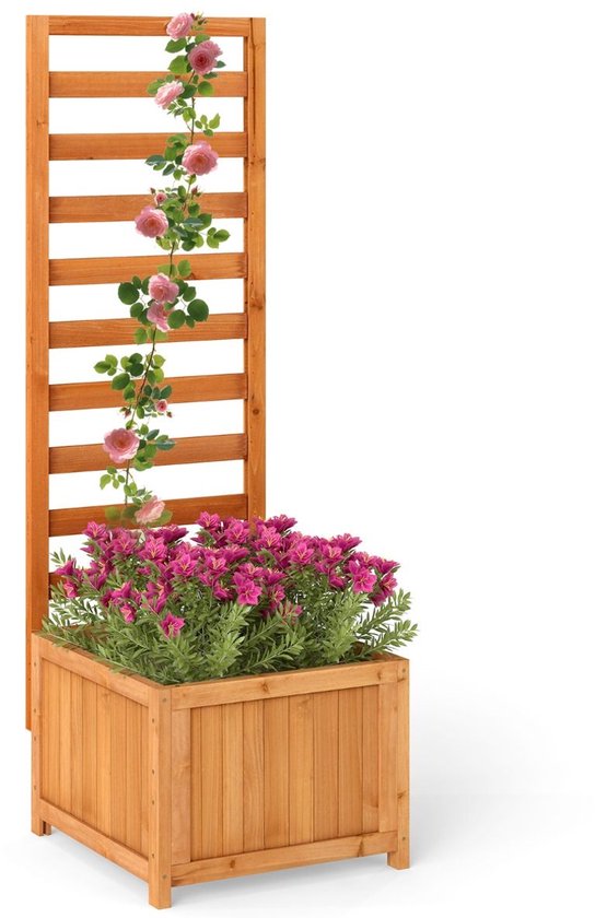 Verkoolde Houten Plantenbak met Klimrek – Weerbestendig