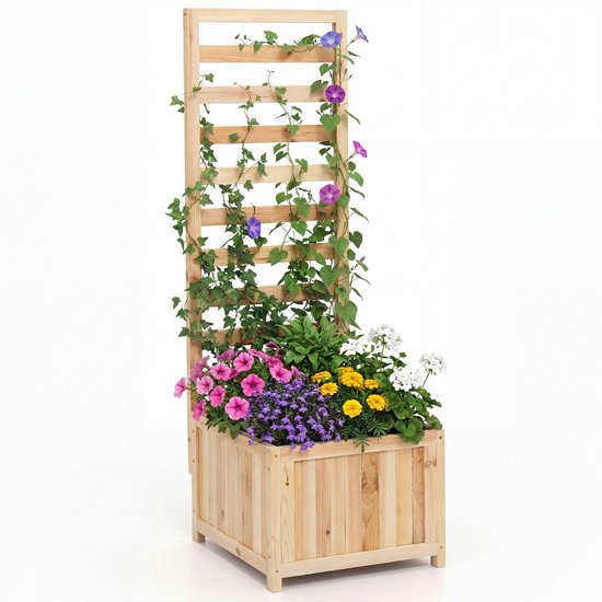 Weerbestendige naturel plantenbak met klimrek voor buiten
