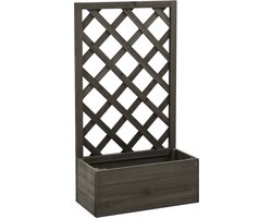 Weerbestendige houten plantenbak met klimrek 18L grijs