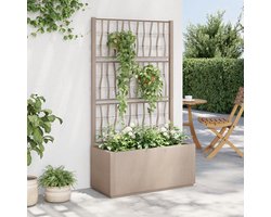 Plantenbak met klimrek 80L - Weerbestendig lichtbruin