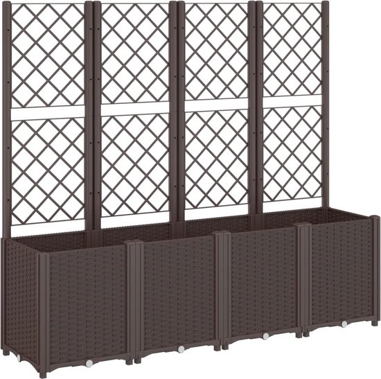 Weerbestendige houten tuinplantenbak met klimrek 4x85L