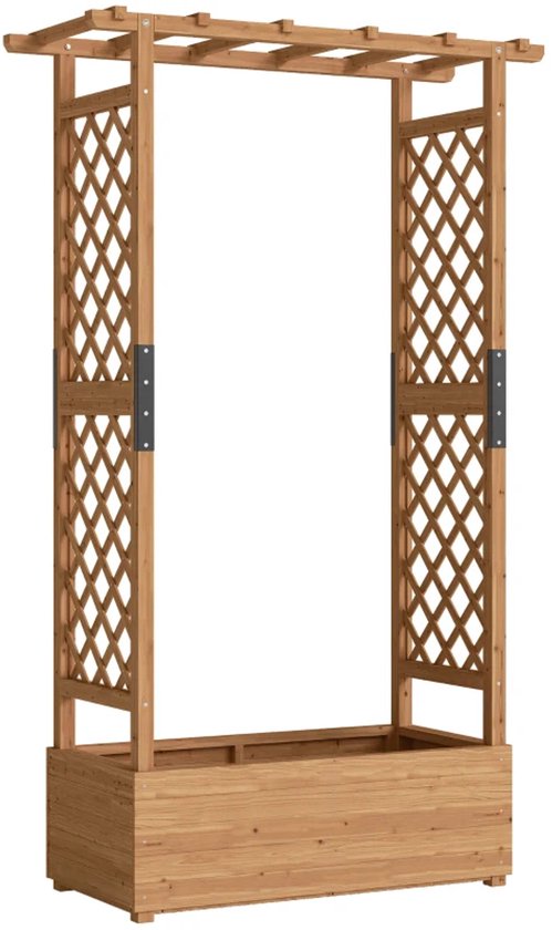 Houten Verhoogde Plantenbak met Klimrek & Dak 110x44x181 cm