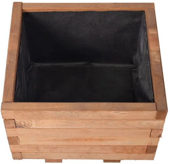 Houten plantenbak grenen 50x50 cm met worteldoek - bruin