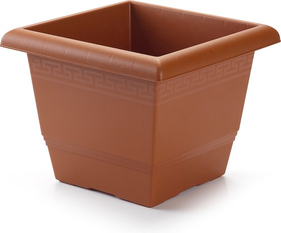 Plantenbak vierkant terracotta kunststof 26x26x20 cm