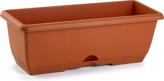 Terracotta plantenbak 40x20x17 cm met stalen balkonhouder