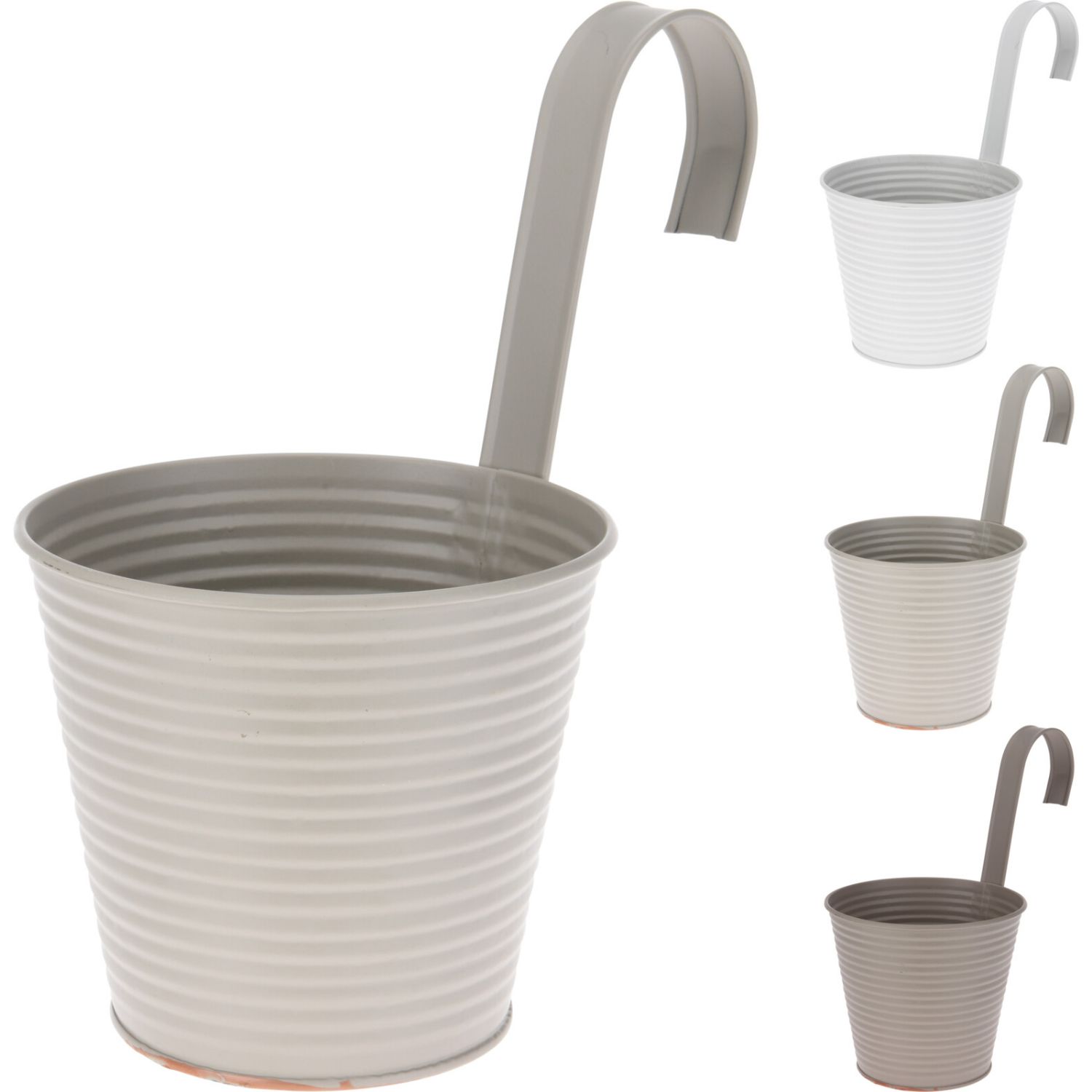 Set van 3 zinken plantenbakken - assorti