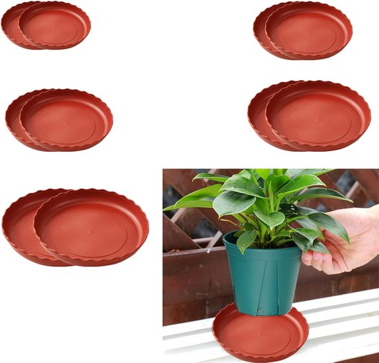 Set 8 rode plantenschotels 19 cm - extra dik