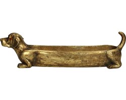 Gouden hondvormige bloempot polyresin 39,5×9×10,8 cm
