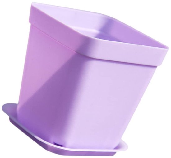 Kleine plastic bloempot 7,5 cm met drainagegaten - Paars