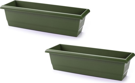 PlasticForte Set van 2 plantenbakken 60x20x16 cm Groen