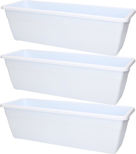 PlasticForte 3x Rechthoekige Plantenbak 50x17x15 cm Wit