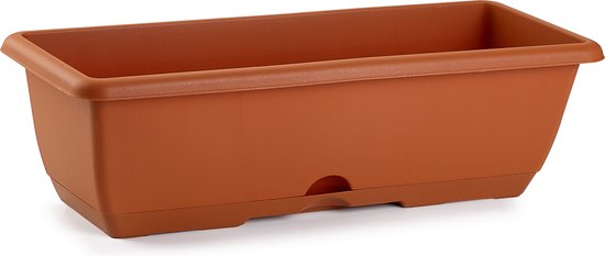 Balkonplantenbak 60x20x17 cm Terracotta met stalen houder