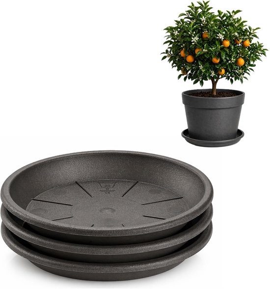 Plasticforte Onderschaal 40 cm Antraciet 3x voor pot 45-50