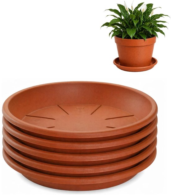 Set van 5 terracotta onderschotels 20 cm voor pot 25-30 cm