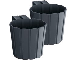Prosperplast 2x hangende balkonpotten 14 cm antraciet