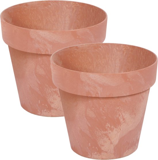 Prosperplast Set 2 Bloempotten 20 cm - Betonlook Terracotta