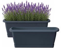Prosperplast Respana plantenbak set van 2 49x18 cm antraciet
