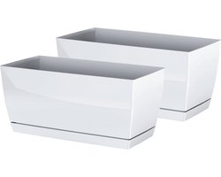 Prosperplast Set 2 Bloempotten met opvangschaal 29x14x14 cm