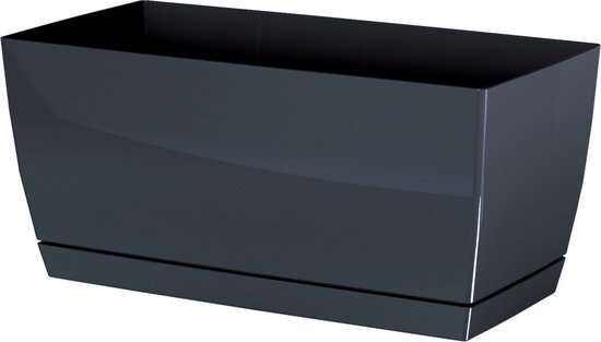 Prosperplast Bloempot met opvangschaal Antraciet 24x12x11 cm