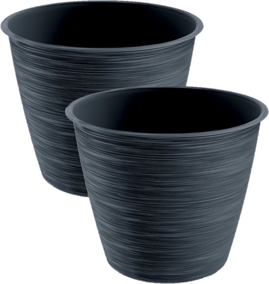 Prosperplast Paintstripe bloempot 4-pack antraciet 15x12 cm