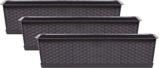 Prosperplast Ratolla plantenbakken set van 3 donkerbruin 8L