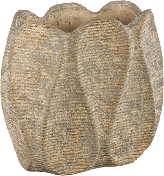 PTMD Waxy Plantenpot Cement 30x15x28 cm - Bruin