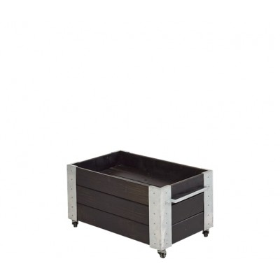 Rechthoekige zwarte plantenbak Cubic met wielen