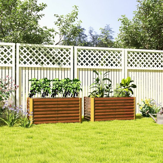 REDOM Set 2 Hoge Roestbestendige Plantenbakken 120×60×60 cm