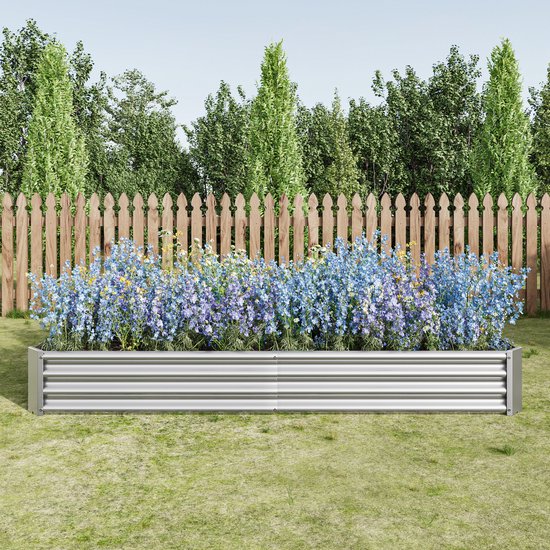 REDOM Open Verhoogde Plantenbak Metaal Zilver 232x114x30 cm