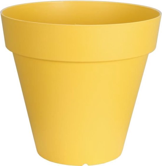 Ronde kunststof bloembak 60 cm - Riviera Soleilla Geel