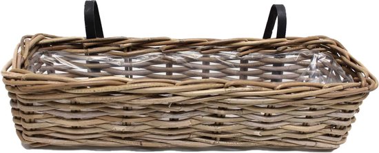 Rotan Ophangmand Balkonbak 60x18x16 cm - Bruin