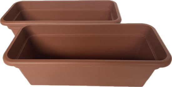 Set van 2 Kunststof Plantenbakken Rechthoek Terracotta 39,5cm