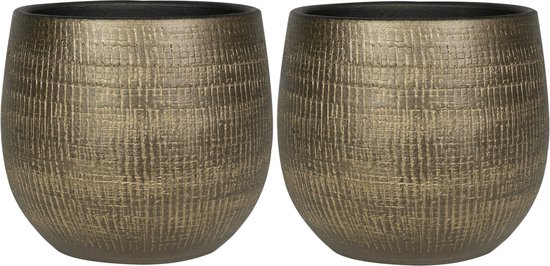 Set van 2 moderne gouden metalen bloempotten 20×20 cm