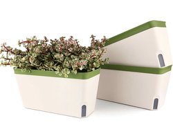 Set van 3 Zelfwaterende Bloempotten 27 cm Groen