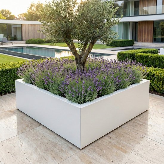 Stalen Plantenbak 120x120x40 cm Wit - Steael Varni