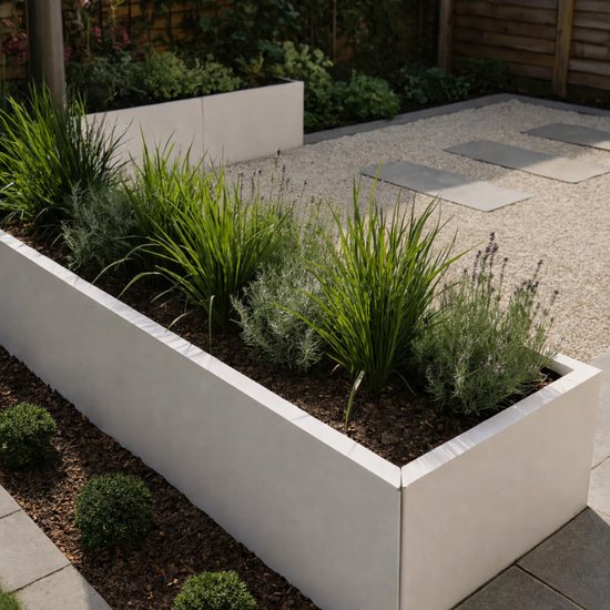 Steael Varni Stalen Plantenbak 120x40x40 cm - Wit