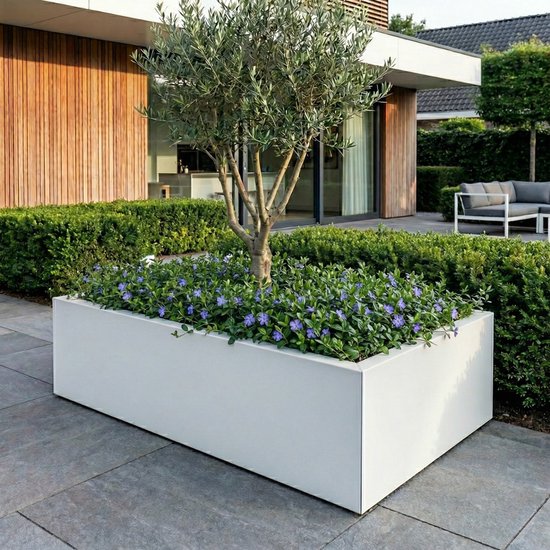 STEAEL VARNI Stalen plantenbak 120×80×40 cm Wit