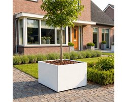 Stalen plantenbak 80x80x60 cm Wit - STEAEL VARNI