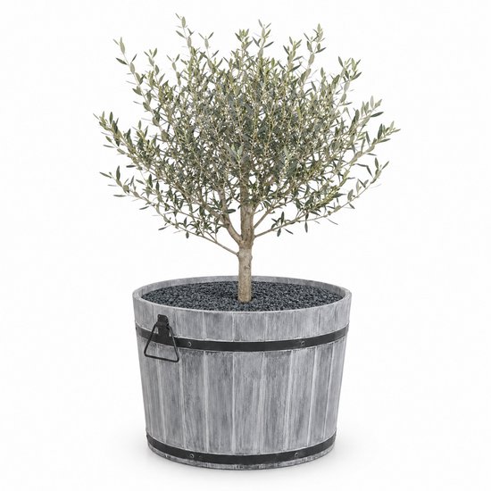 Ronde Plantenbak 55x38 cm - Grijs Acaciahout FSC