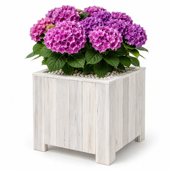 Plantenbak 30x30 cm Wit - Acaciahout FSC (Binnen/Buiten)