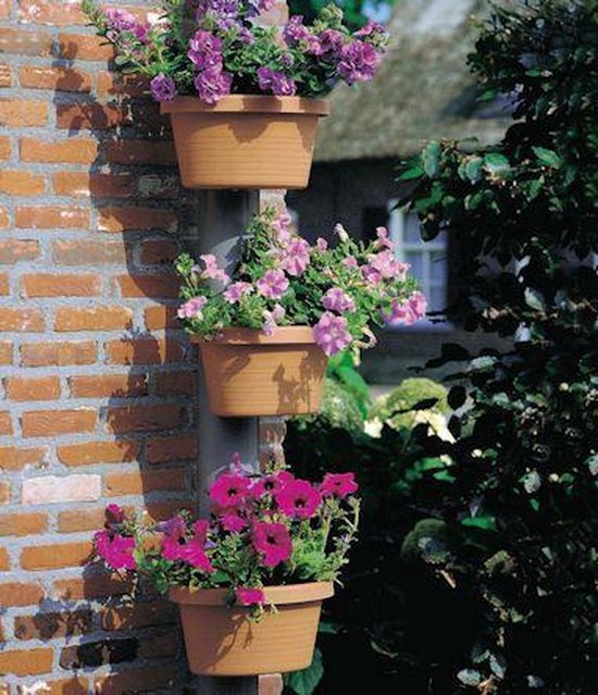 Sunware - Bloempot XL voor de regenpijp - Regenpijp bloempot - Set van 3 - Bruin