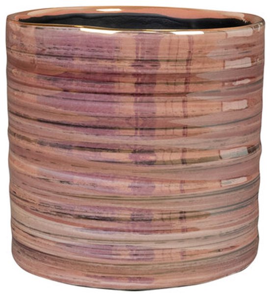 Ter Steege Bloempot Ribbel roze Parelmoer D 19 cm H 16 cm Opening 18 cm