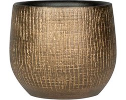 Ter Steege Gouden Keramische Metaal-look Plantenpot 15×13 cm