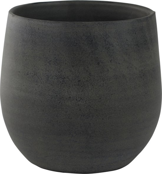 Ter Steege Keramische Plantenpot Zwart Grafietlook 22x20 cm