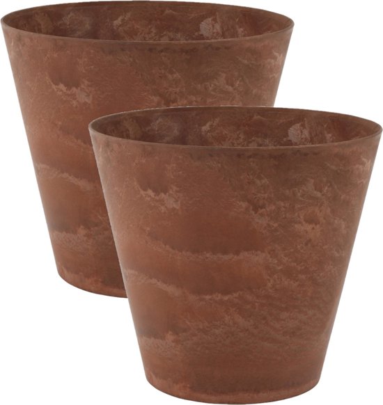 Ter Steege Plantenpot 2x D32xH29 cm - Natuursteenlook