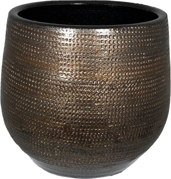 Koper bloempot Tokio bruin Ø16 x H14 cm