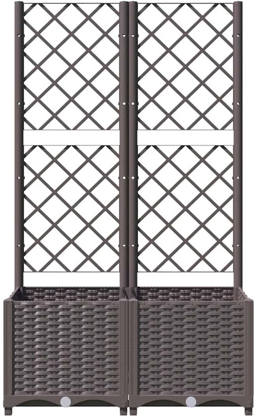 Tuinplantenbak (PP) met klimrek 80x40x136 cm - bruin